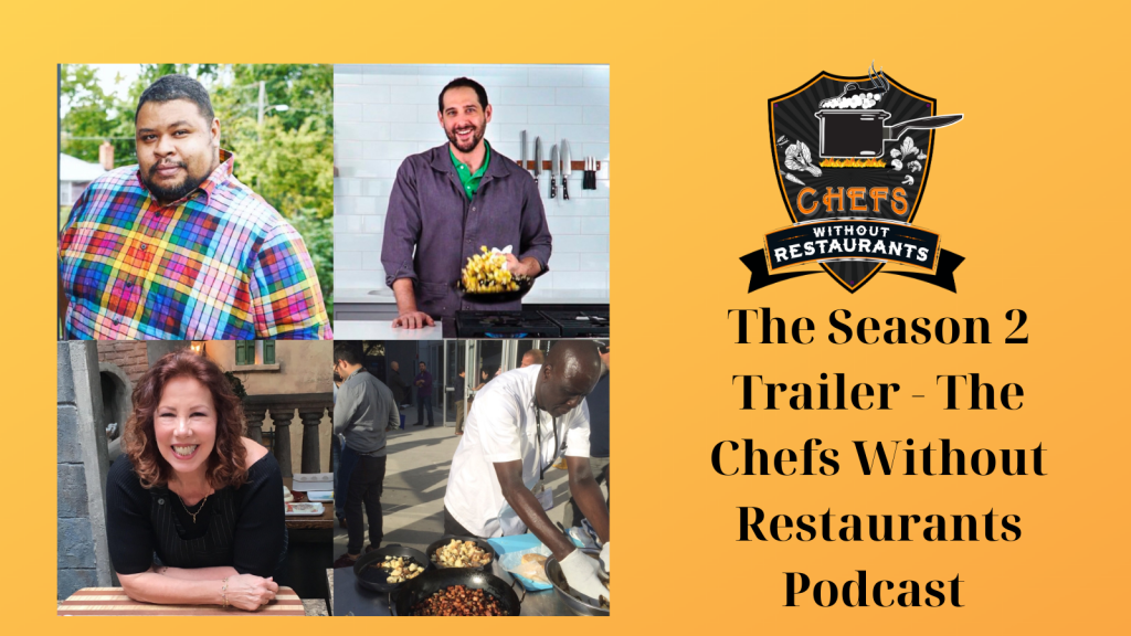 Season 2 of the chefs without reatutants podcast, michael twitty, chef shola studio kitchen, chritina pirello, daniel gritzer of serious eats