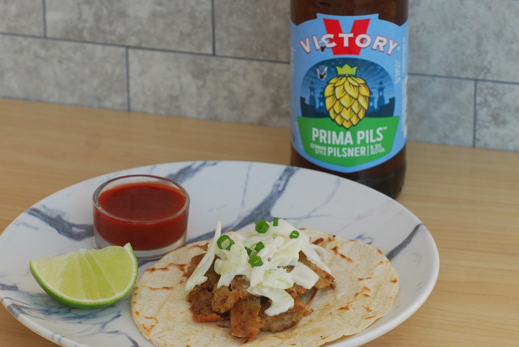Scrapple Tacos with Aji Panca Pilsner Salsa