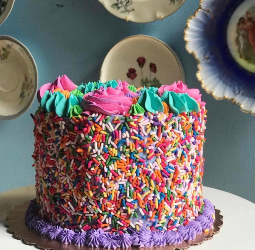 rainbow cake with sprinkles