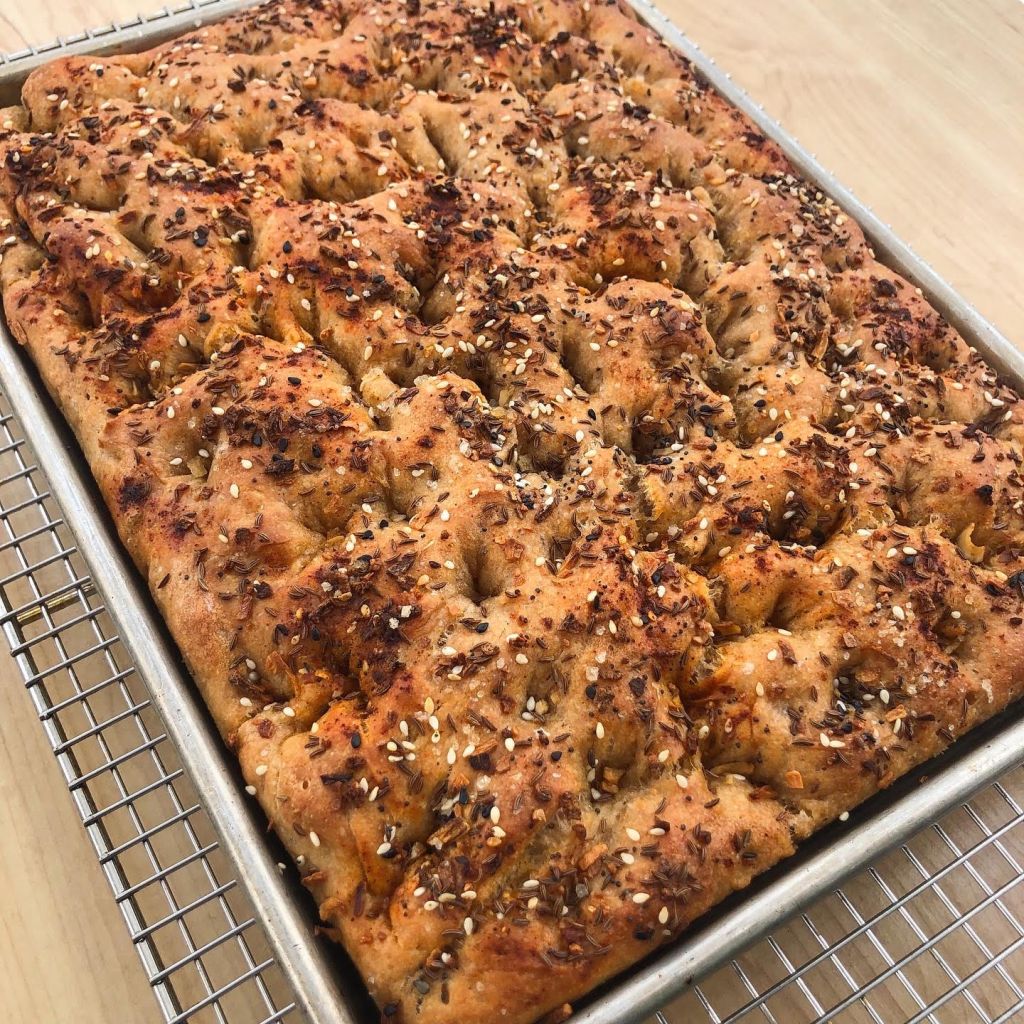 everything bagel and beer focaccia
